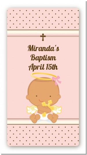 Angel Baby Girl Hispanic - Custom Rectangle Baptism / Christening Sticker/Labels