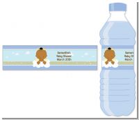 Angel in the Cloud Boy African American - Personalized Baby Shower Water Bottle Labels