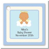 Angel in the Cloud Boy Hispanic - Personalized Baby Shower Card Stock Favor Tags