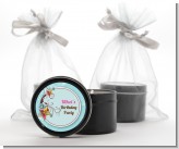 Aqua & Brown Floral - Birthday Party Black Candle Tin Favors