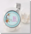 Aqua & Brown Floral - Personalized Birthday Party Candy Jar thumbnail
