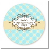 Aqua & Yellow - Round Personalized Graduation Party Sticker Labels