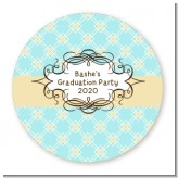 Aqua & Yellow - Round Personalized Graduation Party Sticker Labels