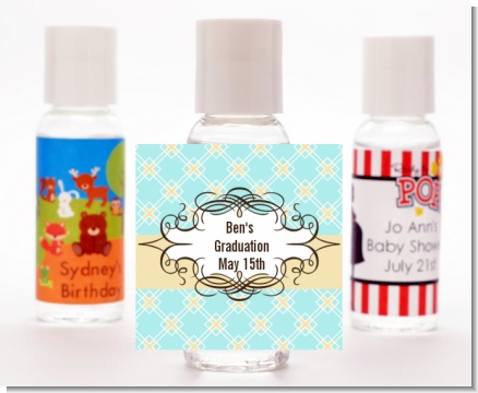 Aqua & Yellow - Personalized Graduation Party Hand Sanitizers Favors