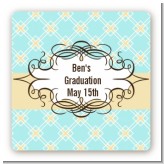 Aqua & Yellow - Square Personalized Graduation Party Sticker Labels