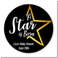 A Star Is Born - Round Personalized Baby Shower Sticker Labels