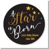 A Star Is Born Gold - Round Personalized Baby Shower Sticker Labels