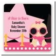 A Star Is Born Hollywood Black|Pink - Square Personalized Baby Shower Sticker Labels thumbnail