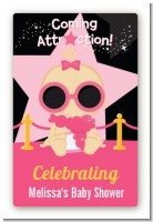 A Star Is Born Hollywood Black|Pink - Custom Large Rectangle Baby Shower Sticker/Labels