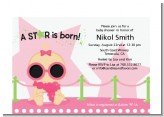 A Star Is Born Hollywood White|Pink - Baby Shower Petite Invitations