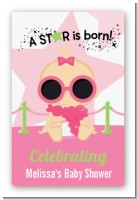 A Star Is Born Hollywood White|Pink - Custom Large Rectangle Baby Shower Sticker/Labels