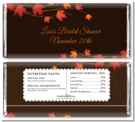 Autumn Leaves - Personalized Bridal Shower Candy Bar Wrappers