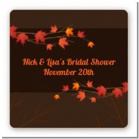 Autumn Leaves - Square Personalized Bridal Shower Sticker Labels