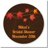 Autumn Leaves - Round Personalized Bridal Shower Sticker Labels
