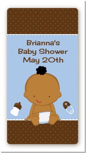 Baby Boy African American - Custom Rectangle Baby Shower Sticker/Labels
