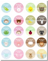 Baby Animals - Round Personalized Baby Shower Sticker Labels
