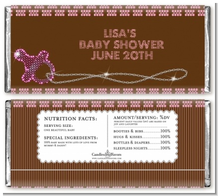 Baby Bling Pink - Personalized Baby Shower Candy Bar Wrappers