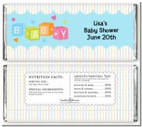 Baby Blocks Blue - Personalized Baby Shower Candy Bar Wrappers