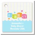 Baby Blocks Blue - Personalized Baby Shower Card Stock Favor Tags thumbnail