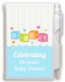 Baby Blocks Blue - Baby Shower Personalized Notebook Favor thumbnail