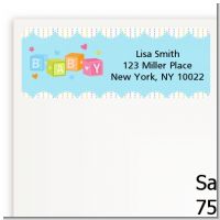 Baby Blocks Blue - Baby Shower Return Address Labels