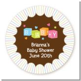 Baby Blocks - Round Personalized Baby Shower Sticker Labels