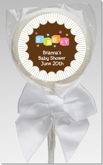 Baby Blocks - Personalized Baby Shower Lollipop Favors