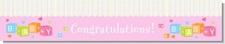 Baby Blocks Pink - Personalized Baby Shower Banners