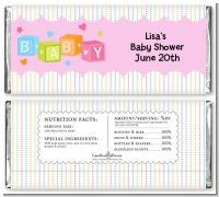 Baby Blocks Pink - Personalized Baby Shower Candy Bar Wrappers