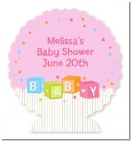 Baby Blocks Pink - Personalized Baby Shower Centerpiece Stand