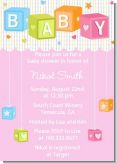 Baby Blocks Pink - Baby Shower Invitations