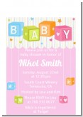 Baby Blocks Pink - Baby Shower Petite Invitations