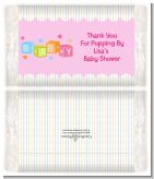 Baby Blocks Pink - Personalized Popcorn Wrapper Baby Shower Favors