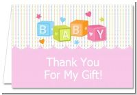 Baby Blocks Pink - Baby Shower Thank You Cards
