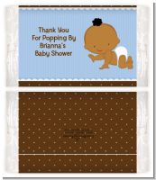 Baby Boy African American - Personalized Popcorn Wrapper Baby Shower Favors
