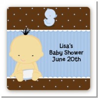 Baby Boy Asian - Square Personalized Baby Shower Sticker Labels