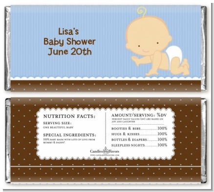 Baby Boy Caucasian - Personalized Baby Shower Candy Bar Wrappers