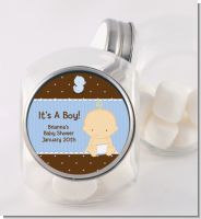 Baby Boy Caucasian - Personalized Baby Shower Candy Jar