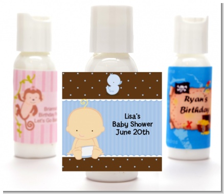 Baby Boy Caucasian - Personalized Baby Shower Lotion Favors