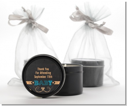 Baby Boy Chalk Inspired - Baby Shower Black Candle Tin Favors