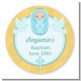 Baby Boy - Round Personalized Baptism / Christening Sticker Labels thumbnail