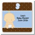 Baby Boy Caucasian - Square Personalized Baby Shower Sticker Labels thumbnail