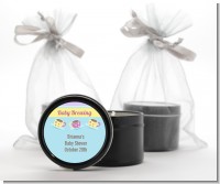 Baby Brewing Tea Party - Baby Shower Black Candle Tin Favors