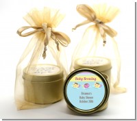Baby Brewing Tea Party - Baby Shower Gold Tin Candle Favors
