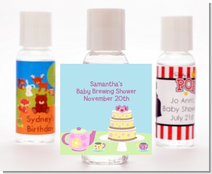 Baby Brewing Tea Party - Personalized Baby Shower Hand Sanitizers Favors