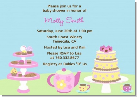 Baby Brewing Tea Party - Baby Shower Invitations