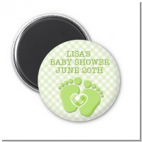 Baby Feet Baby Green - Personalized Baby Shower Magnet Favors