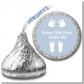 Baby Feet Pitter Patter Blue - Hershey Kiss Baby Shower Sticker Labels