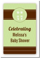 Baby Feet Pitter Patter Neutral - Custom Large Rectangle Baby Shower Sticker/Labels