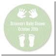 Baby Feet Pitter Patter Neutral - Round Personalized Baby Shower Sticker Labels thumbnail